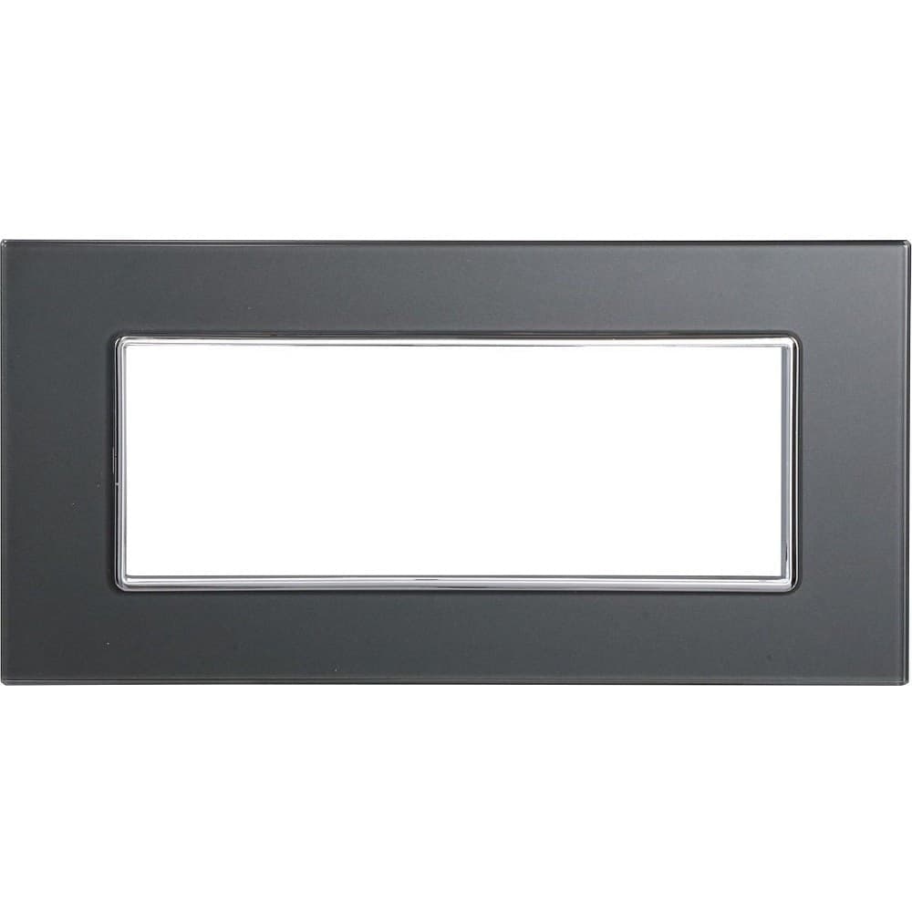 PLACCA CRISTAL 3 4 6 M ACCIAIO SCURO EFFETTO VETRO COMPATIBILE BTICINO AXOLUTE - 2
