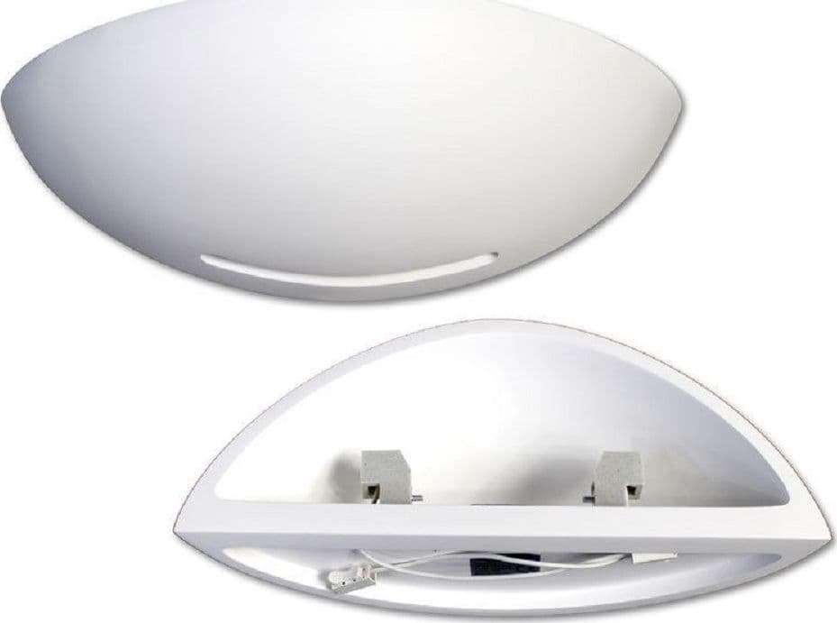 APPLIQUE PARETE MEZZA LUNA GESSO DOPPIA EMISSIONE VERNICIABILE ATTACCO R7S - 2