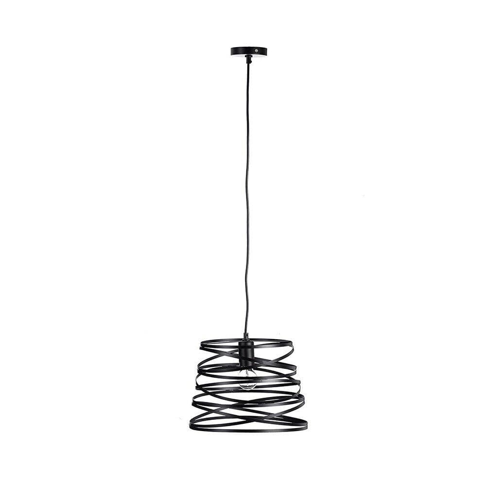 LAMPADARIO A SOSPENSIONE MODERNO CON PARALUME METALLO VORTICE TRAFORATO NERO A08 - 2