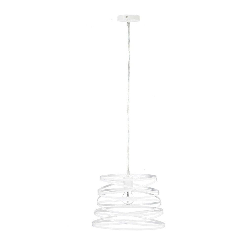 LAMPADARIO A SOSPENSIONE MODERNO PARALUME METALLO A VORTICE TRAFORATO BIANCO A08 - 4
