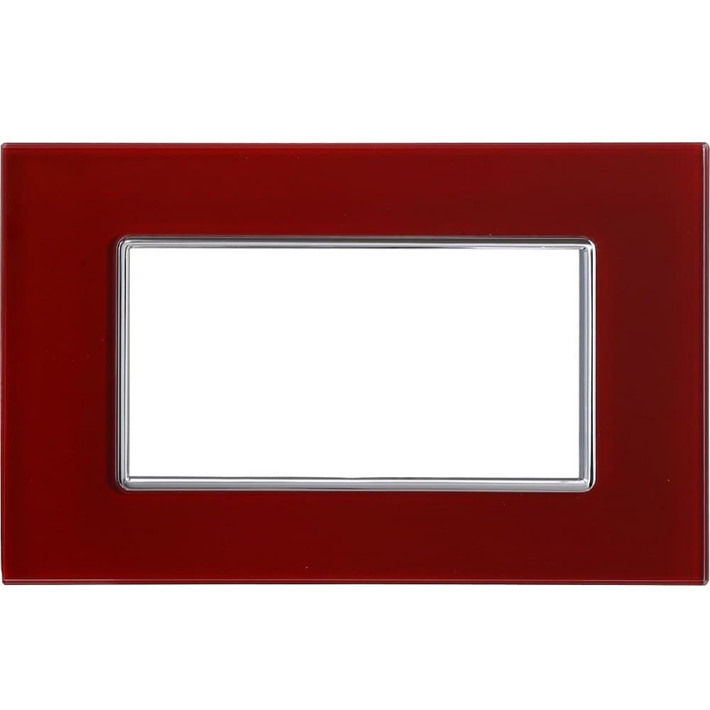 PLACCA CRISTAL 3 4 6M ROSSO POMPEIANO EFFETTO VETRO COMPATIBILE BTICINO AXOLUTE - 5