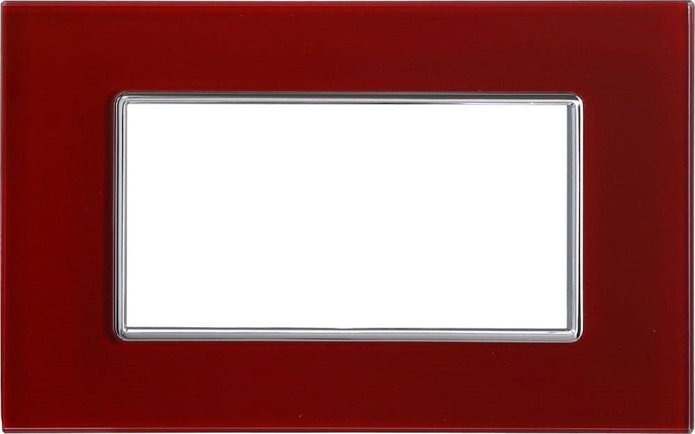 PLACCA CRISTAL 3 4 6M ROSSO POMPEIANO EFFETTO VETRO COMPATIBILE BTICINO AXOLUTE - 3
