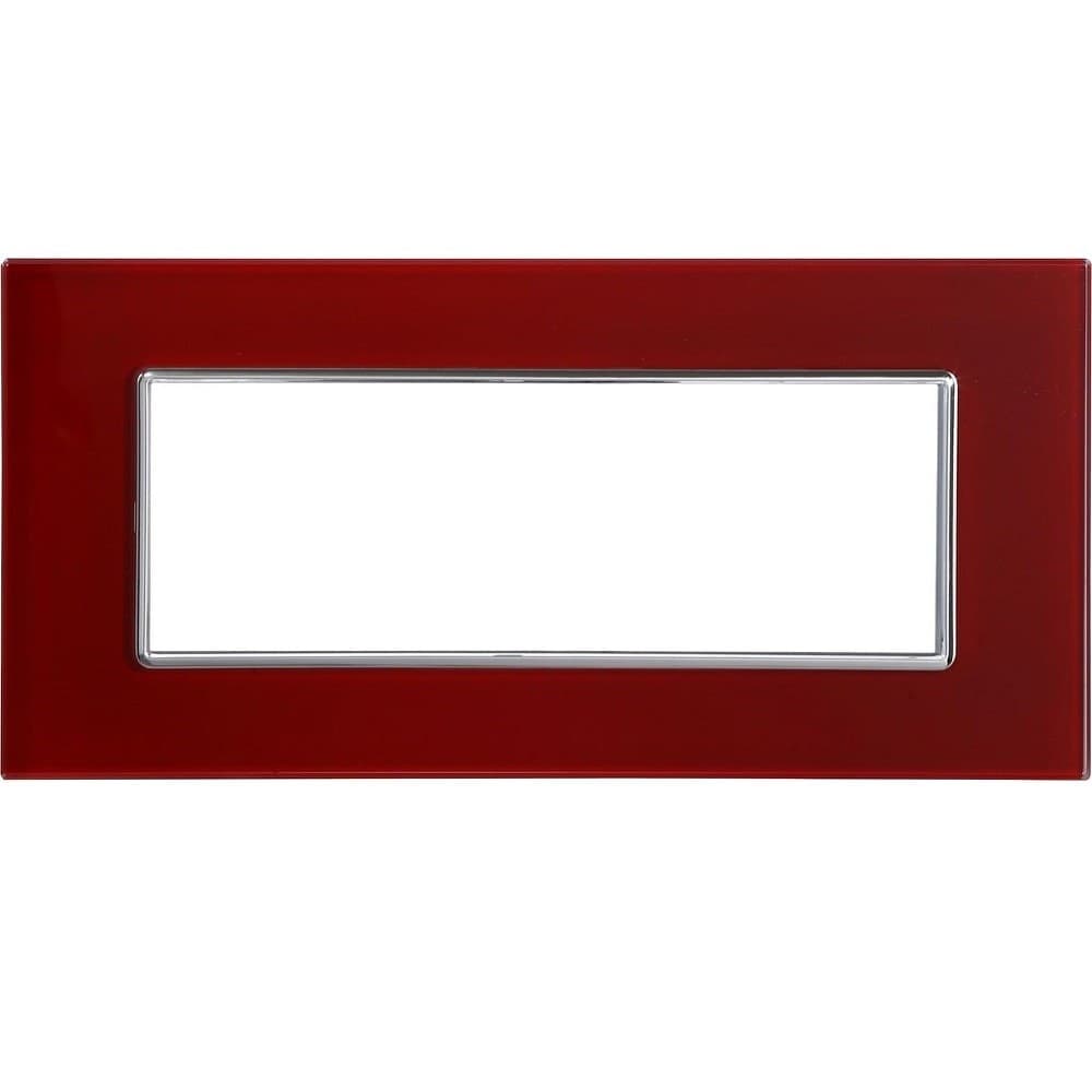 PLACCA CRISTAL 3 4 6M ROSSO POMPEIANO EFFETTO VETRO COMPATIBILE BTICINO AXOLUTE - 2
