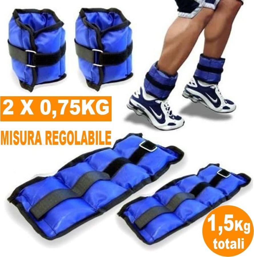 PESI CAVIGLIE POLSI CAVIGLIERA SPORT ARTI MARZIALI FITNESS CAVIGLIERE PESO 1,5KG - 2