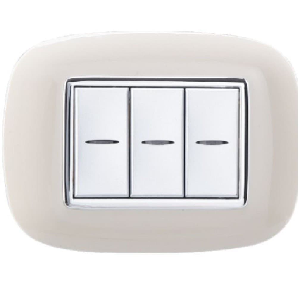 PLACCA OVAL 3 4 6 MODULI COLORE SABBIA COMPATIBILE CON BTICINO AXOLUTE - 5