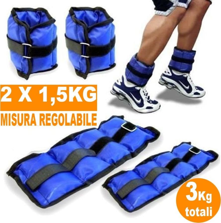 PESI CAVIGLIE POLSI CAVIGLIERA SPORT ARTI MARZIALI FITNESS CAVIGLIERE PESO 3 KG - 2