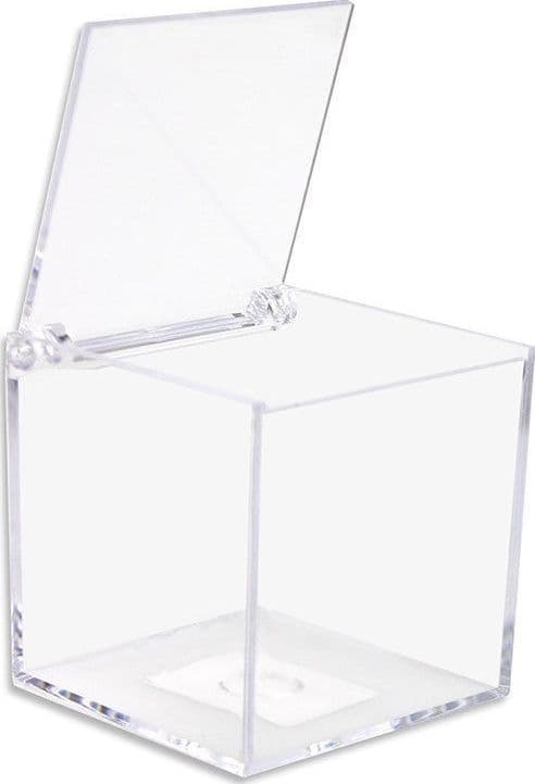 12 SCATOLINE SCATOLE CUBO PLEXIGLASS 6X6cm TRASPARENTE PORTA CONFETTI BOMBONIERA - 3