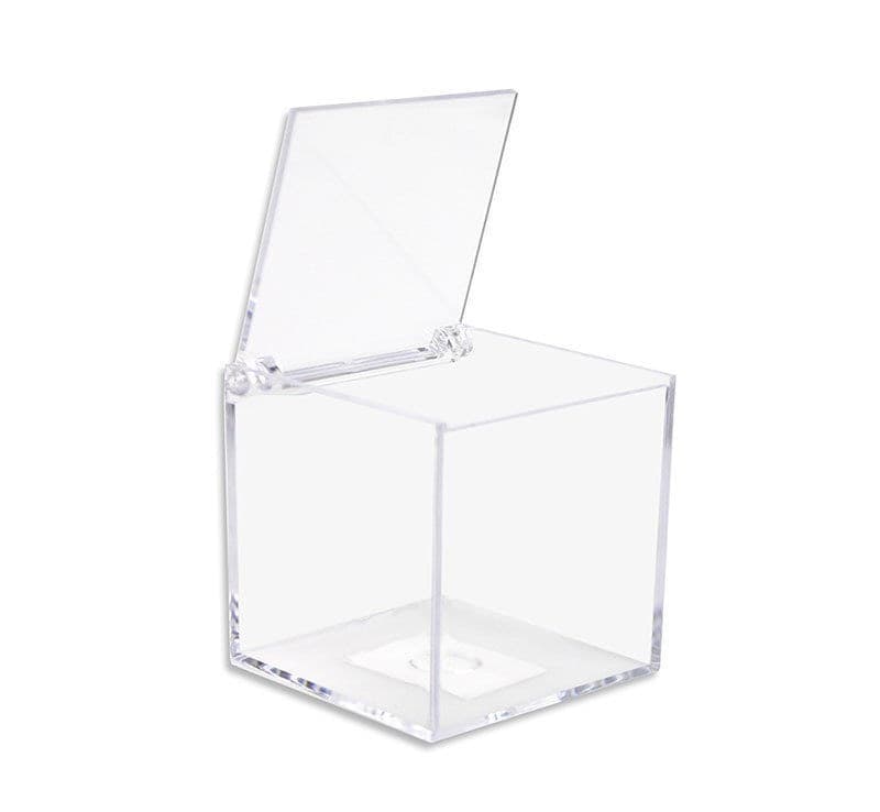 12 SCATOLINE SCATOLE CUBO PLEXIGLASS 6X6cm TRASPARENTE PORTA CONFETTI BOMBONIERA - 5