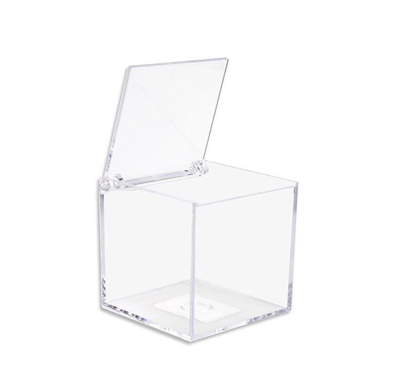 12 SCATOLINE SCATOLE CUBO PLEXIGLASS 6X6cm TRASPARENTE PORTA CONFETTI BOMBONIERA - 7