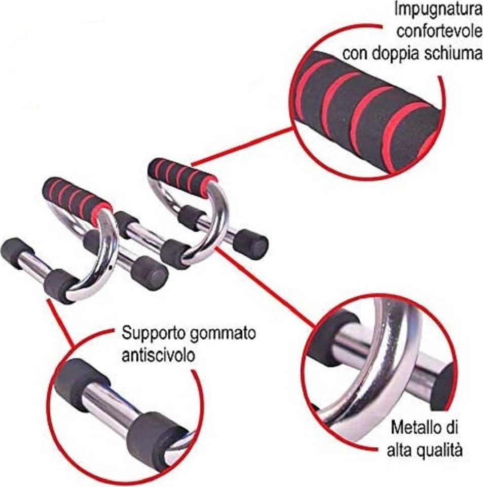 MANIGLIE PER FLESSIONI PETTORALI SPALLE PUSH UP STAND BARS PER FITNESS PALESTRA - 2