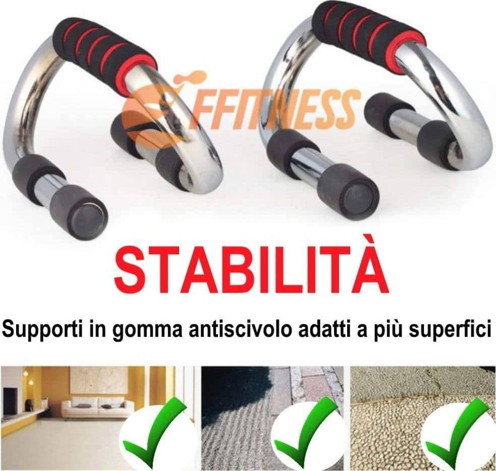 MANIGLIE PER FLESSIONI PETTORALI SPALLE PUSH UP STAND BARS PER FITNESS PALESTRA - 3