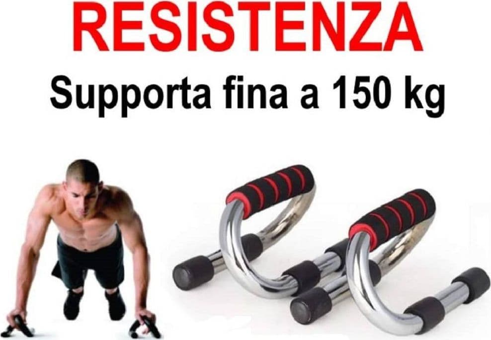 MANIGLIE PER FLESSIONI PETTORALI SPALLE PUSH UP STAND BARS PER FITNESS PALESTRA - 4