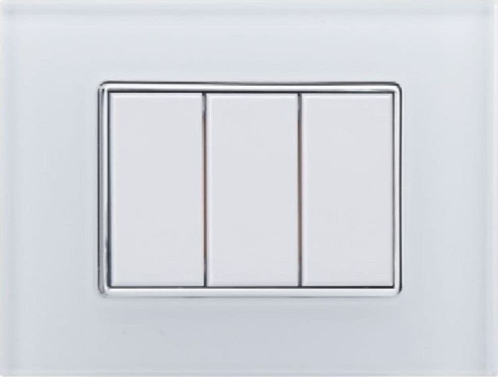 PLACCA CRISTAL 3M 4M 6M BIANCO EFFETTO VETRO COMPATIBILE CON BTICINO AXOLUTE – 3 fori – armadio