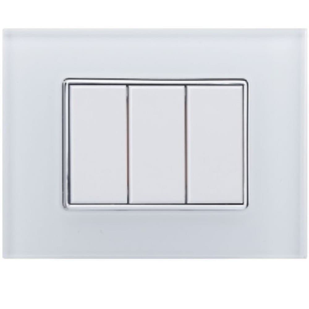 PLACCA CRISTAL 3M 4M 6M BIANCO EFFETTO VETRO COMPATIBILE CON BTICINO AXOLUTE - 5