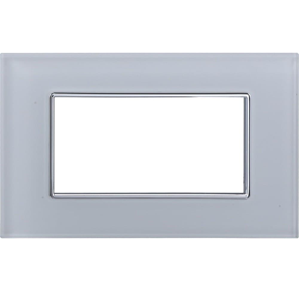 PLACCA CRISTAL 3M 4M 6M BIANCO EFFETTO VETRO COMPATIBILE CON BTICINO AXOLUTE - 4