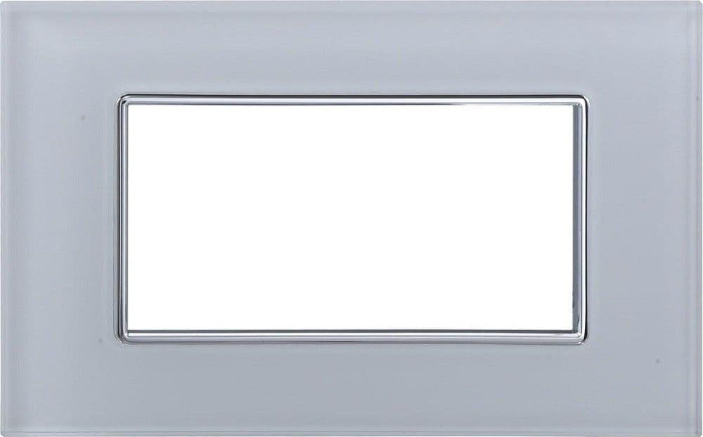 PLACCA CRISTAL 3M 4M 6M BIANCO EFFETTO VETRO COMPATIBILE CON BTICINO AXOLUTE - 3