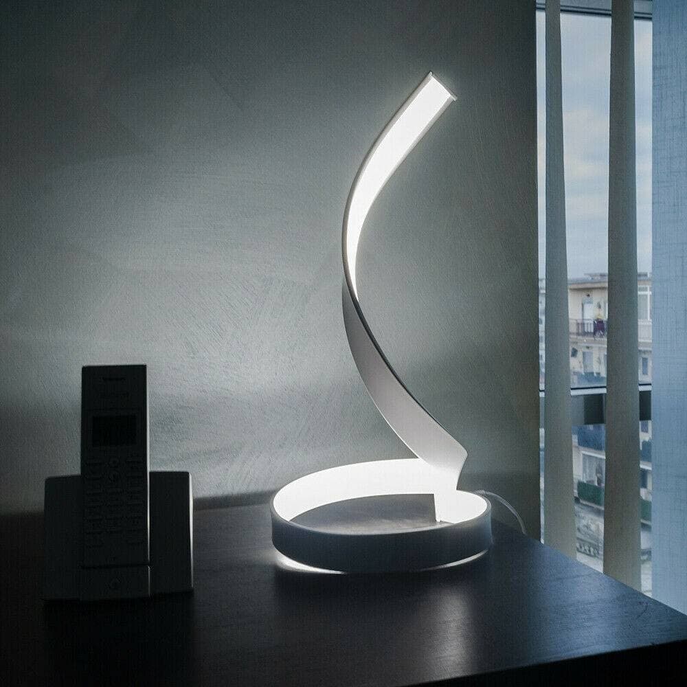 LAMPADA DA TAVOLO LED MODERNA A SPIRALE CURVA 12WATT LUCE DA COMODINO BIANCA D05 - 2