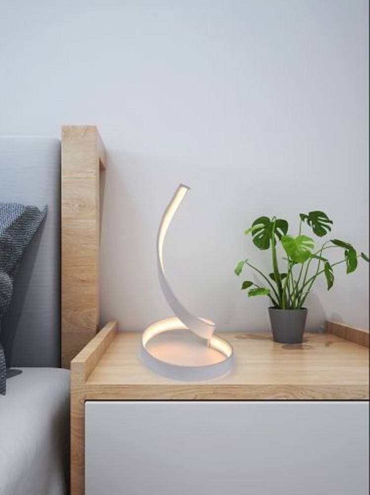 LAMPADA DA TAVOLO LED MODERNA A SPIRALE CURVA 12WATT LUCE DA COMODINO BIANCA D05 - 7