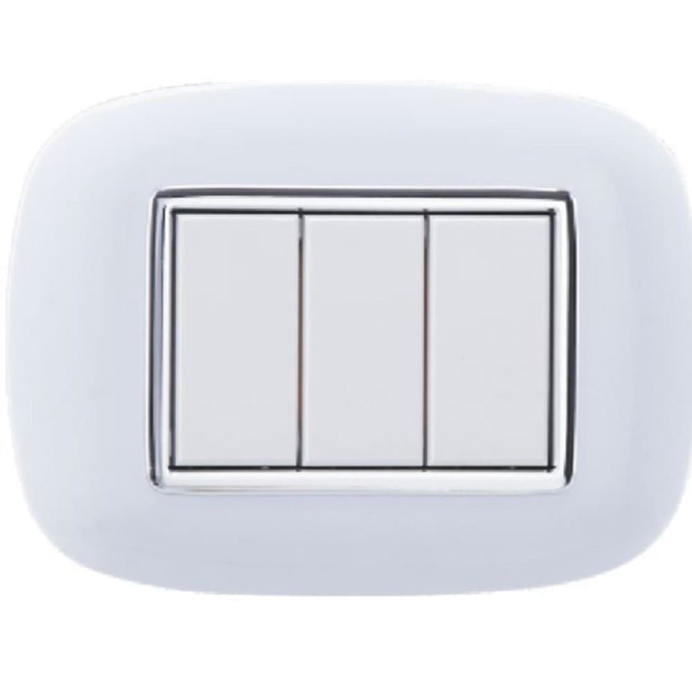 PLACCA OVAL 3 4 6 MODULI COLORE BIANCO COMPATIBILE CON BTICINO AXOLUTE - 4