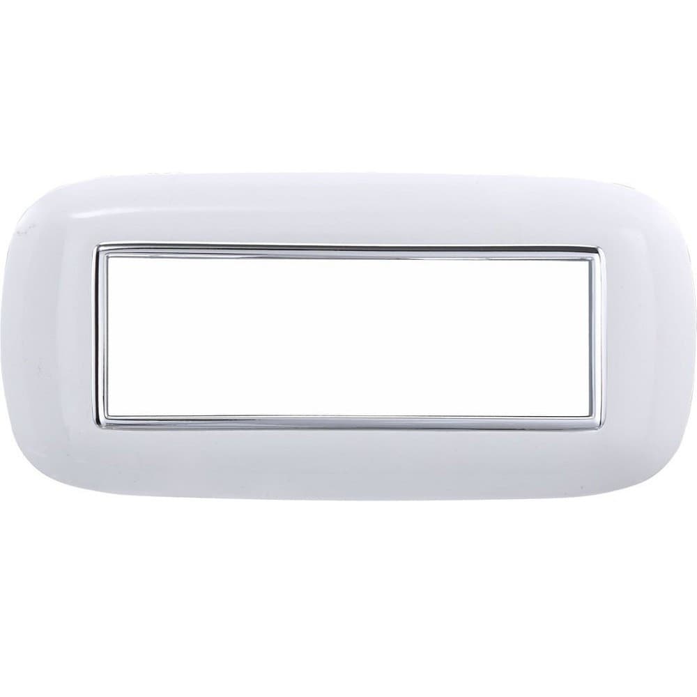 PLACCA OVAL 3 4 6 MODULI COLORE BIANCO COMPATIBILE CON BTICINO AXOLUTE - 6