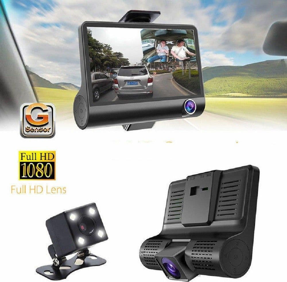 TELECAMERA DVR PER AUTO CAMPER FULL HD 1080P 3 TELECAMERE INTERNA ESTERNA LCD 4' - 2