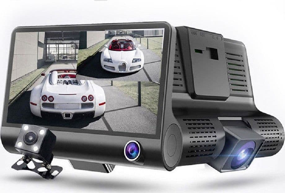 TELECAMERA DVR PER AUTO CAMPER FULL HD 1080P 3 TELECAMERE INTERNA ESTERNA LCD 4' - 6