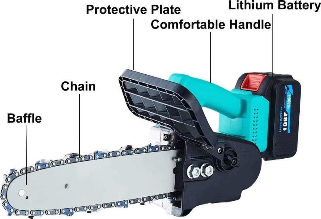 MOTOSEGA ELETTRICA A BATTERIE A LITIO 21V DA 12" PER POTATURA RAMI ALBERI PIANTE - 4