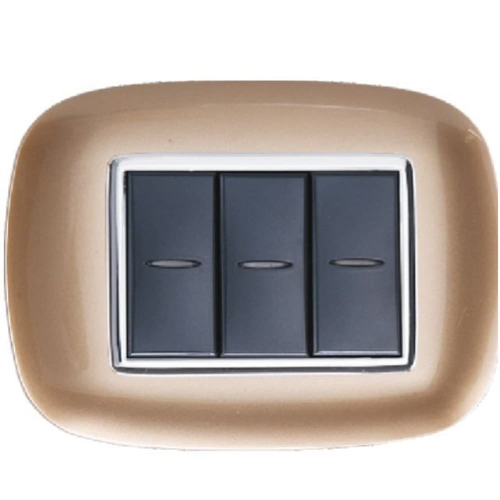 PLACCA OVAL 3 4 6 MODULI COLORE ORO COMPATIBILE CON BTICINO AXOLUTE - 6