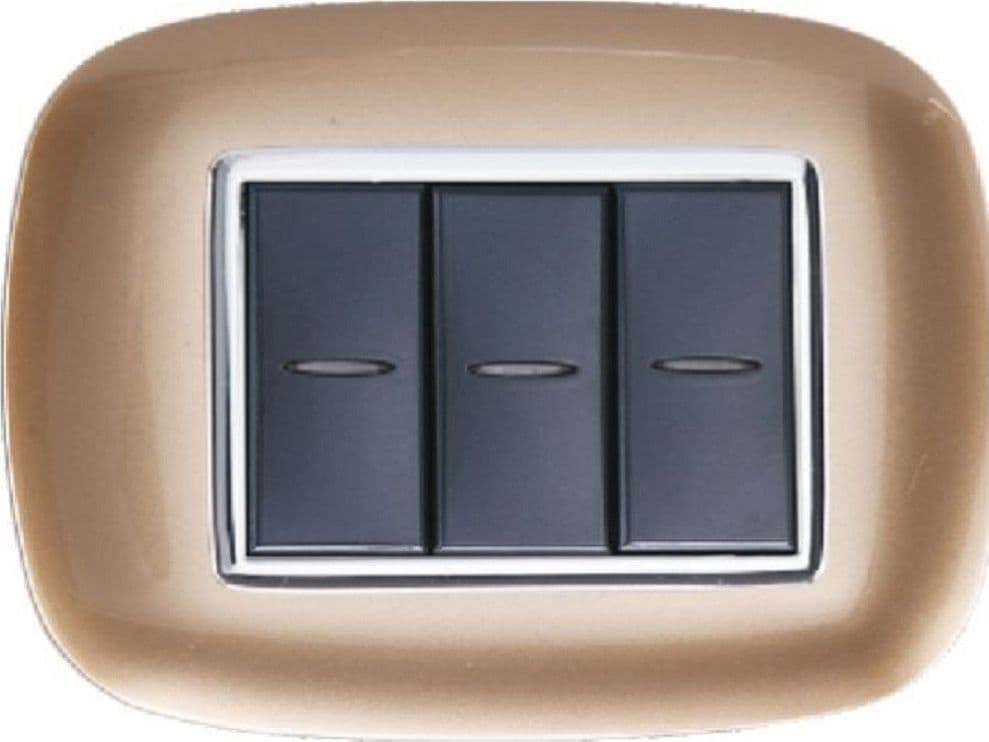 PLACCA OVAL 3 4 6 MODULI COLORE ORO COMPATIBILE CON BTICINO AXOLUTE - 3