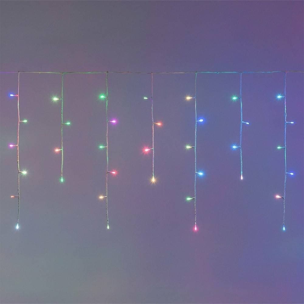 TENDA CATENA LUMINOSA ESTERNO RGB MULTICOLORE LUCI NATALE 100LED PROLUNGABILE 3MT - 3