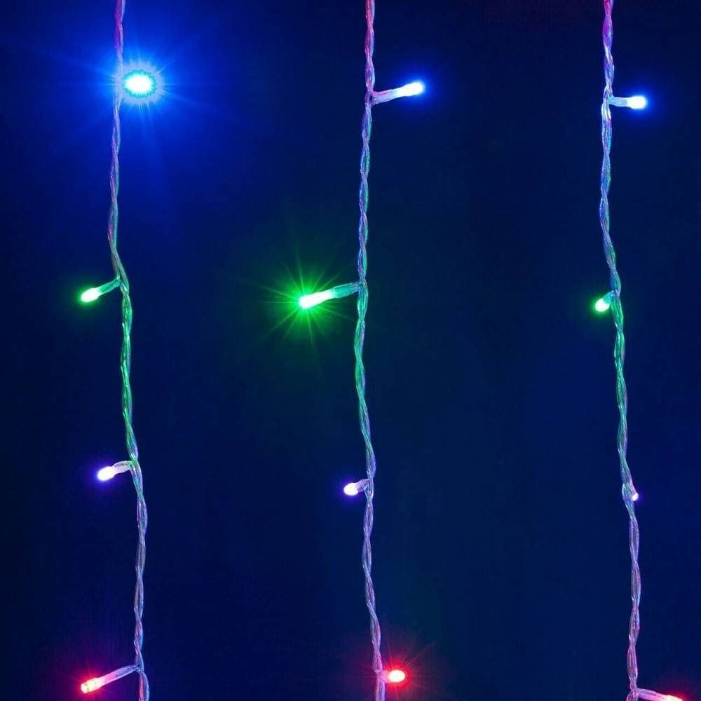 TENDA CATENA LUMINOSA ESTERNO RGB MULTICOLORE LUCI NATALE 100LED PROLUNGABILE 3MT - 4
