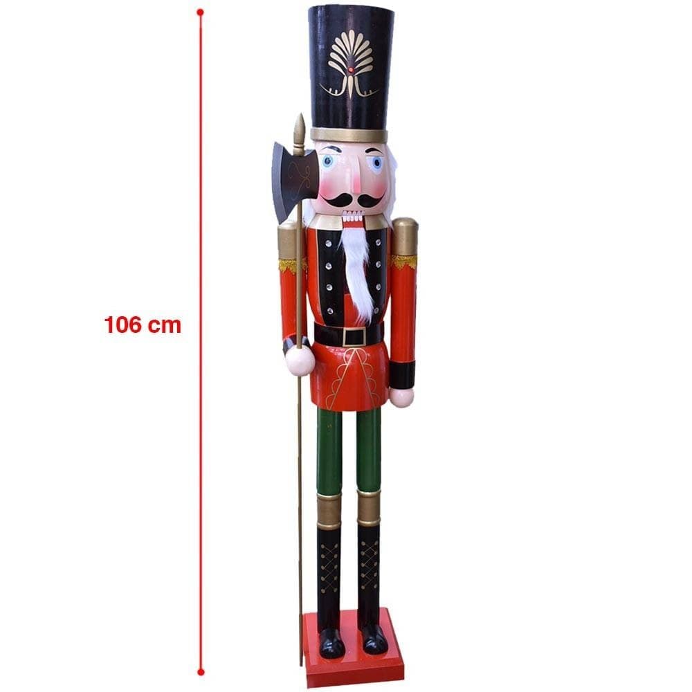 SOLDATO SCHIACCIANOCI DI NATALE IN LEGNO ALTEZZA 106 CM DECORAZIONI NATALIZIE - 2