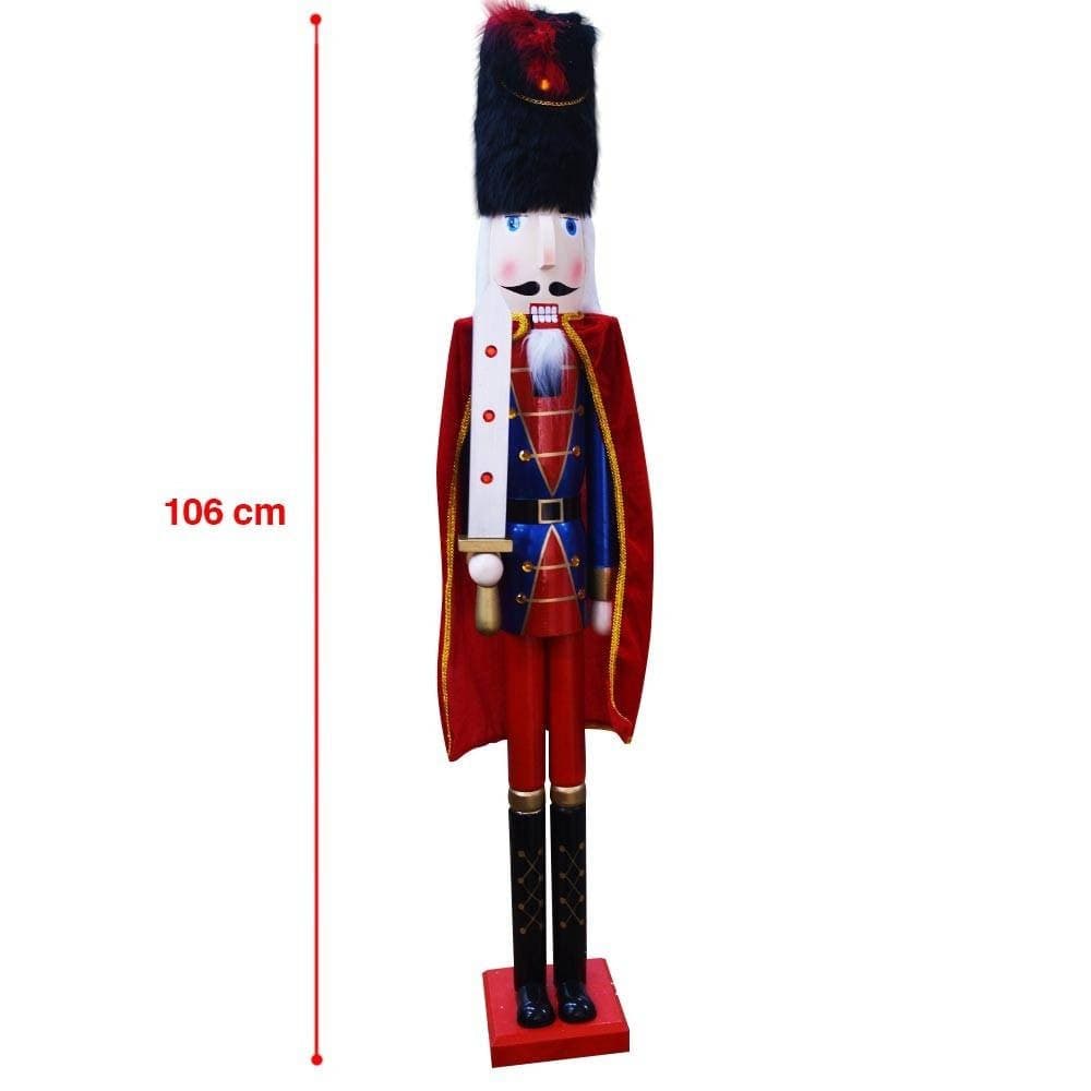 SOLDATO SCHIACCIANOCI DI NATALE IN LEGNO ALTEZZA 106 CM DECORAZIONI NATALIZIE - 2