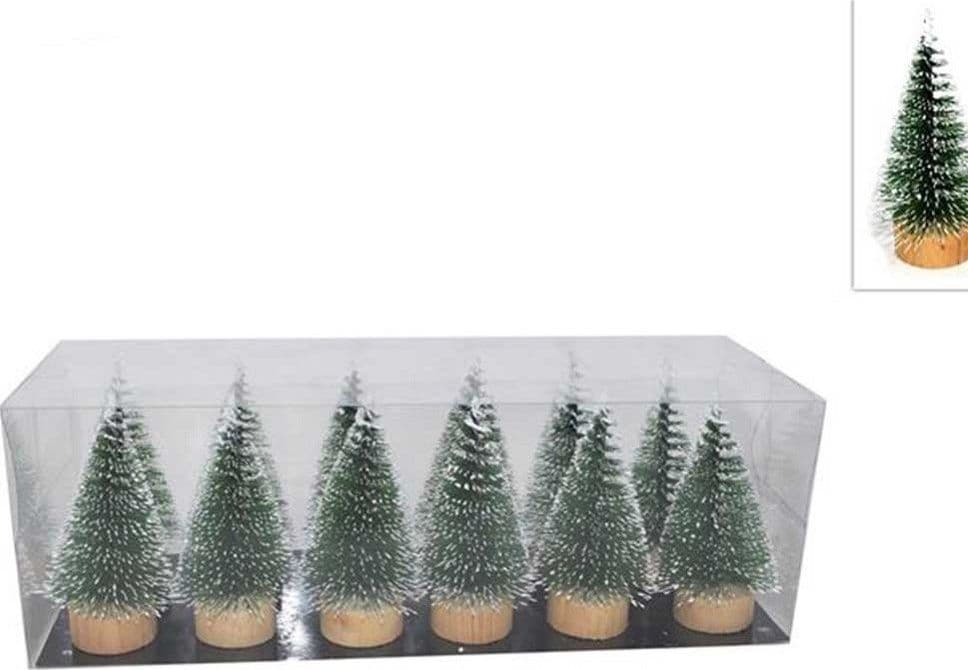 SET 6 ALBERELLI INNEVATI MINI ALBERO DI NATALE 23CM DECORAZIONI ADDOBBI NATALIZI - 2