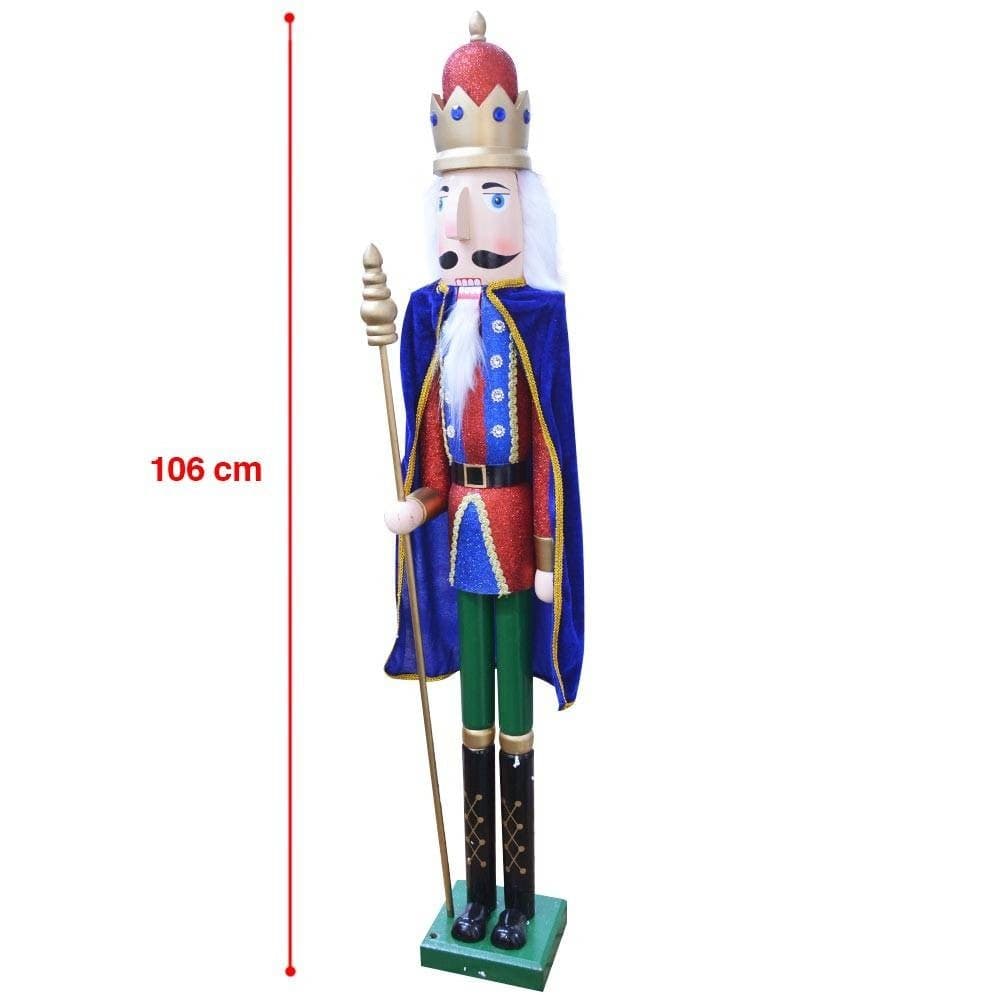 SOLDATO SCHIACCIANOCI DI NATALE IN LEGNO ALTEZZA 106CM DECORAZIONI NATALIZIE - 2