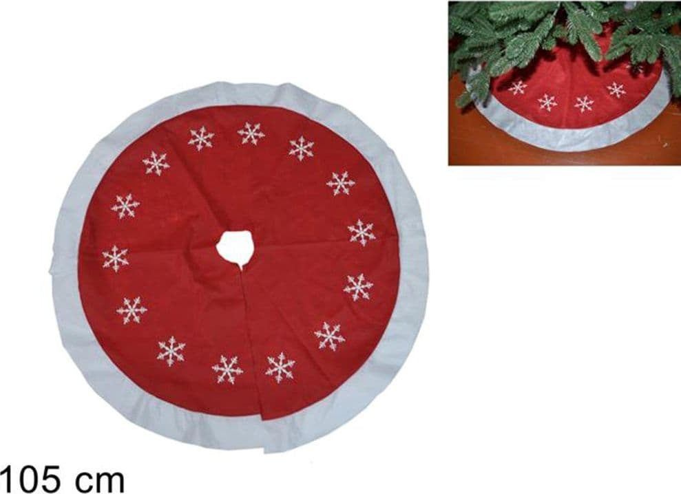 TAPPETO GONNA COPERTURA BASE ALBERO DI NATALE 105CM ROSSO DECORAZIONI NATALIZIE - 2