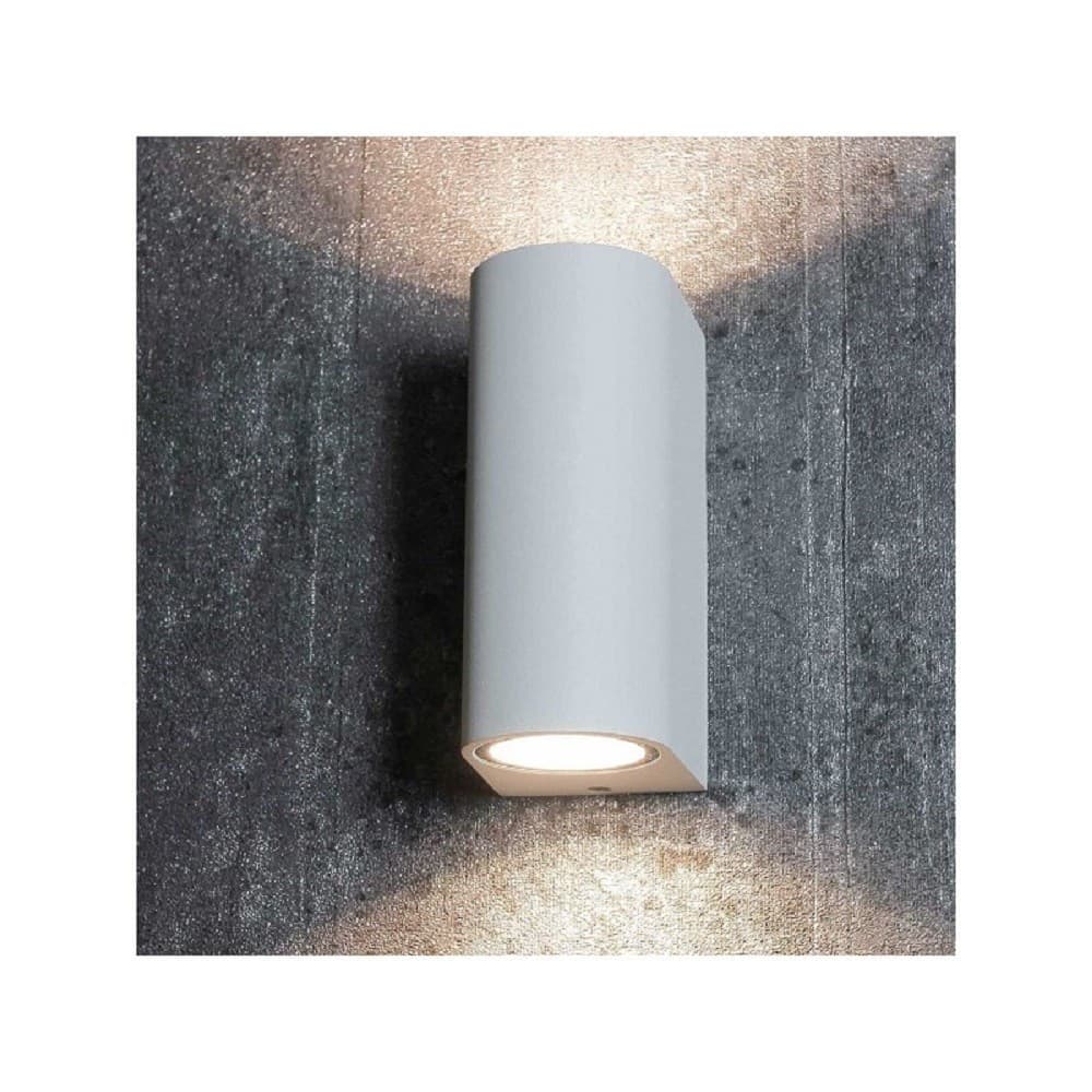 APPLIQUE DA ESTERNO CILINDRO UP&DOWN LAMPADA DA PARETE GIARDINO 2XGU10 IP65 ES14 – Bianco – grigio