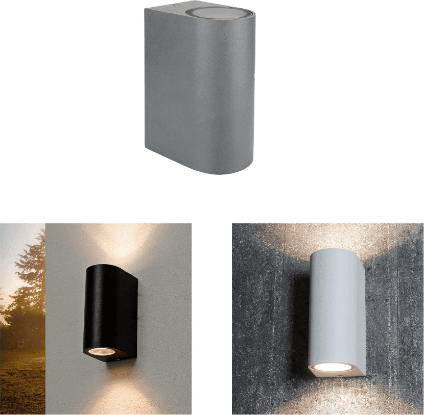 APPLIQUE DA ESTERNO CILINDRO UP&DOWN LAMPADA DA PARETE GIARDINO 2XGU10 IP65 ES14