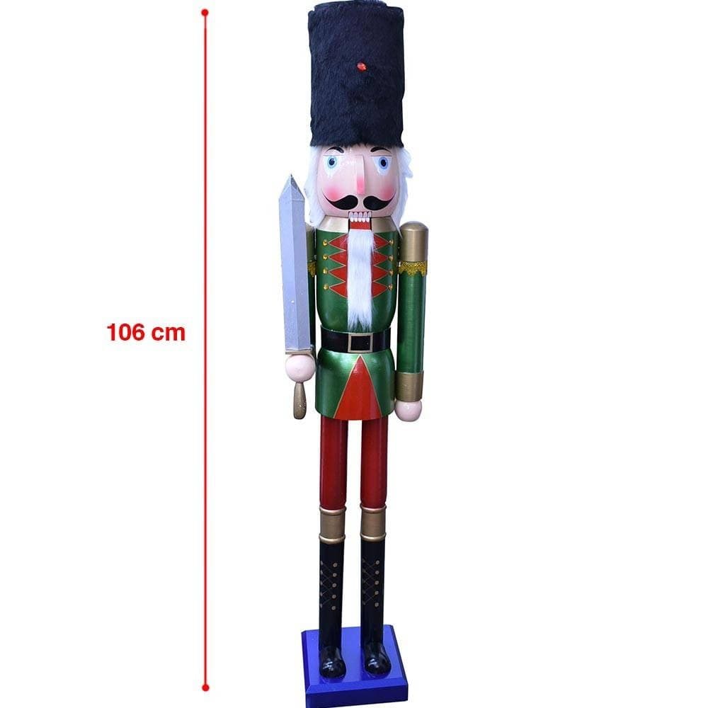 SOLDATO SCHIACCIANOCI DI NATALE IN LEGNO ALTEZZA 106CM DECORAZIONI NATALIZIE - 2