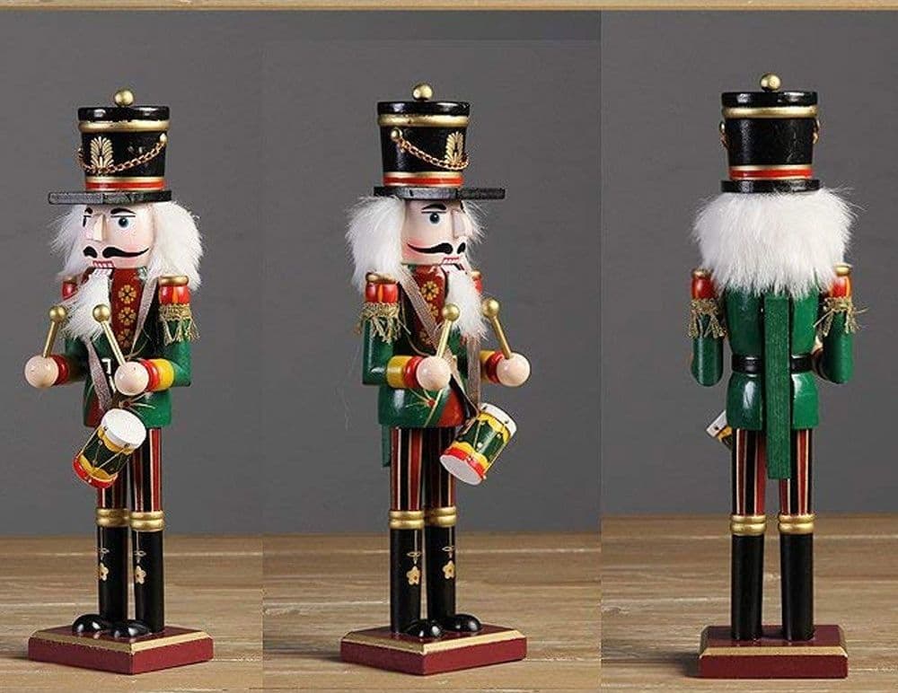 4 X SOLDATO SCHIACCIANOCI DI NATALE IN LEGNO 30 CM DECORAZIONI NATALIZIE 4 PEZZI - 2
