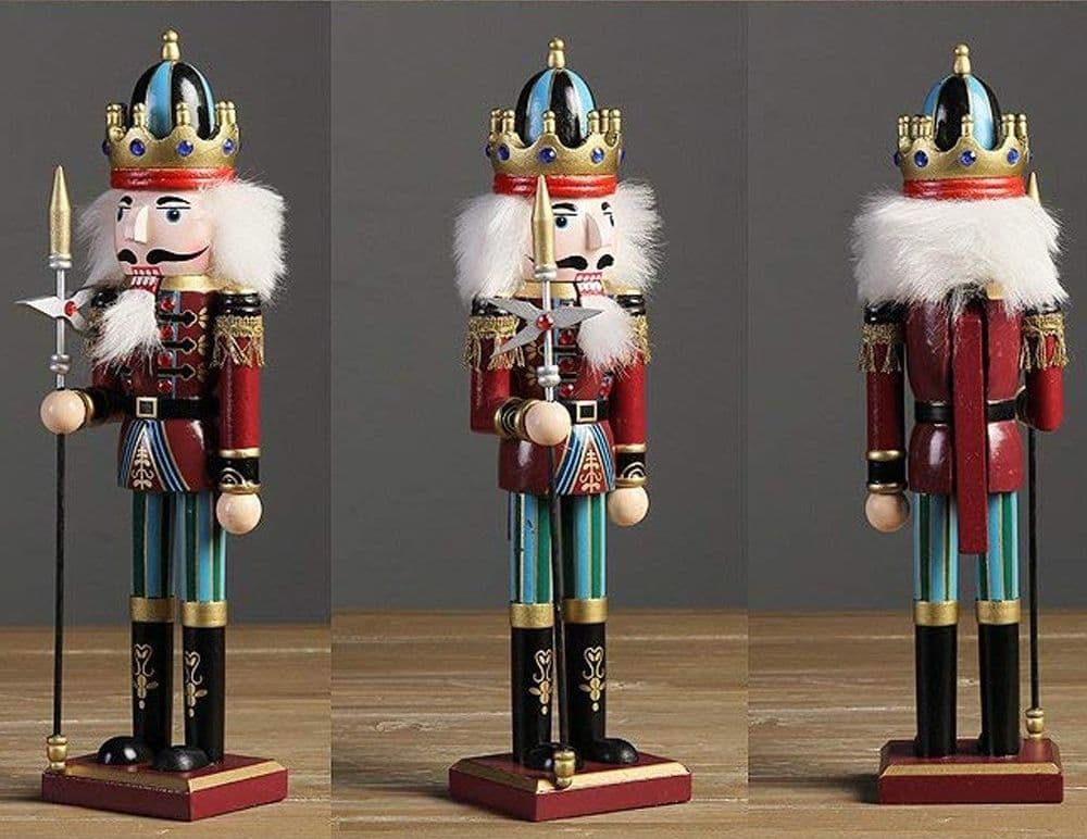 4 X SOLDATO SCHIACCIANOCI DI NATALE IN LEGNO 30 CM DECORAZIONI NATALIZIE 4 PEZZI - 3