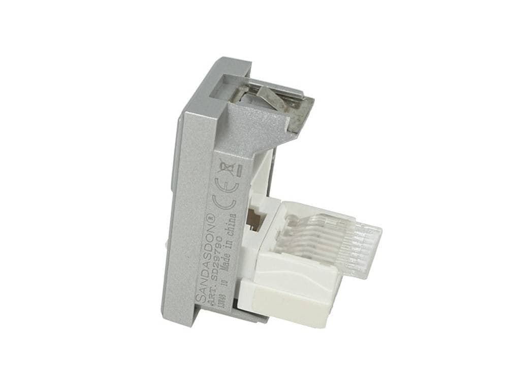 PRESA DATI CONNETTORE RJ45 CAT5E SILVER COPERCHIO COMPATIBILE BTICINO AXOLUTE - 2