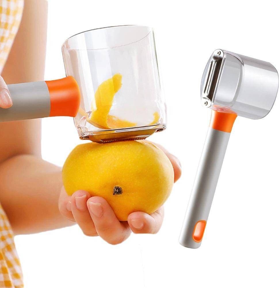 PELAPATATE PELA FRUTTA ORTAGGI CON LAMA E CONTENITORE ACCESSORIO DA CUCINA - 2
