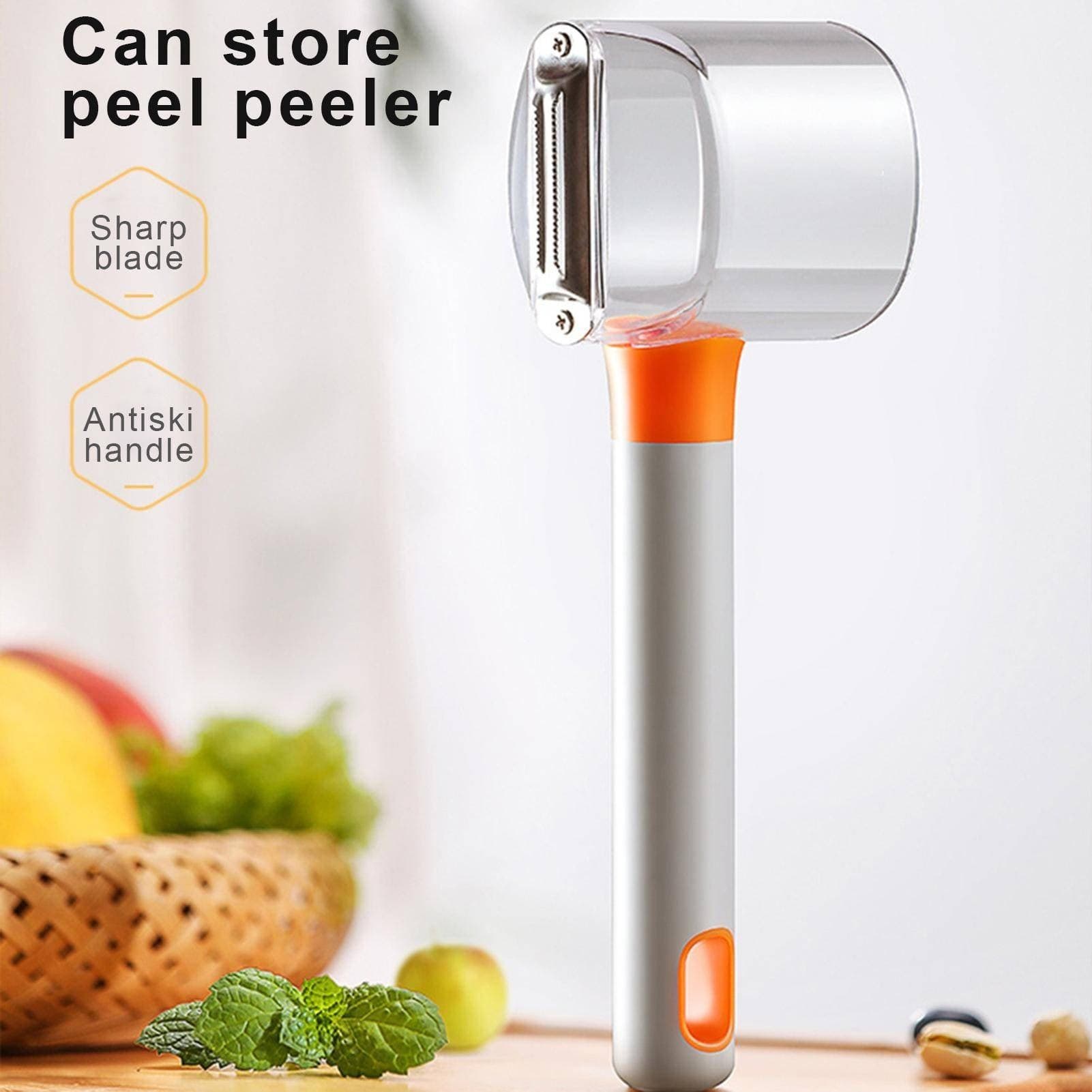 PELAPATATE PELA FRUTTA ORTAGGI CON LAMA E CONTENITORE ACCESSORIO DA CUCINA - 4