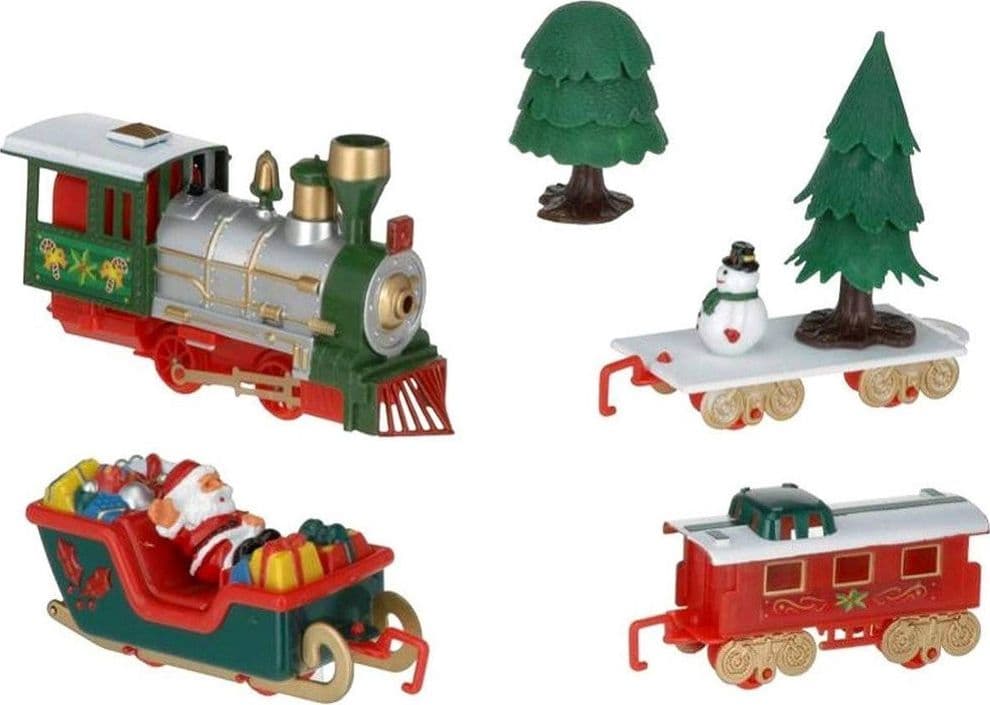 TRENINO NATALIZIO CON SLITTA DI BABBO NATALE A BATTERIA DECORAZIONE BASE ALBERO - 3
