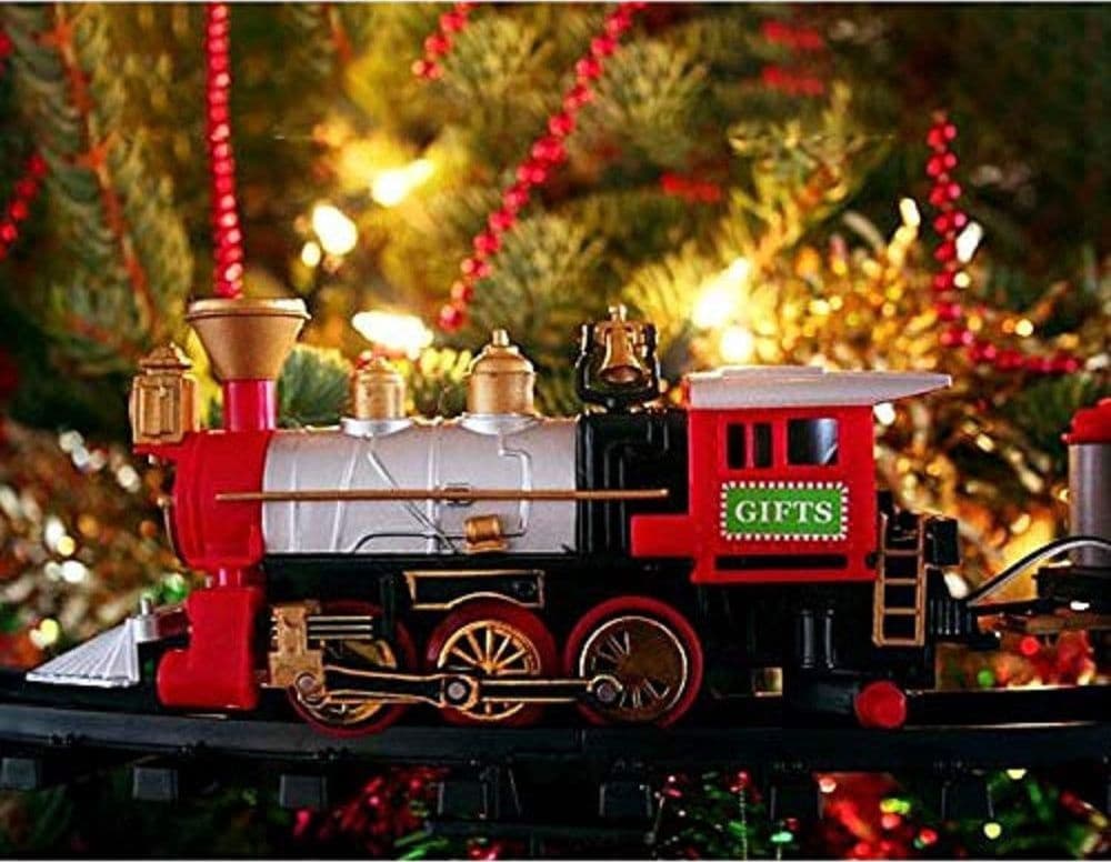 TRENINO NATALIZIO CON SLITTA DI BABBO NATALE A BATTERIA DECORAZIONE BASE ALBERO - 4