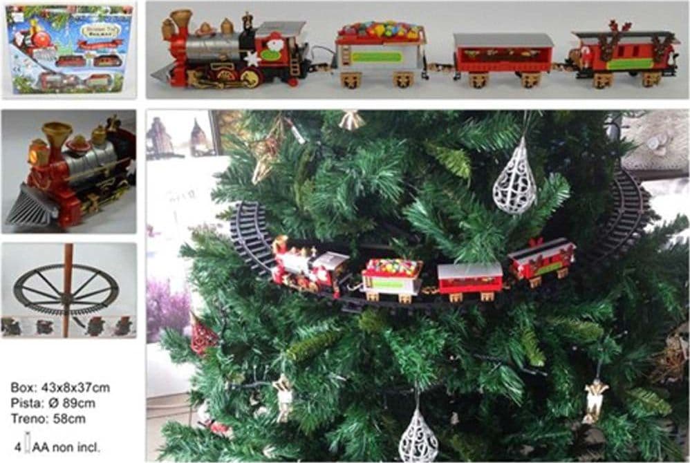 TRENINO NATALIZIO CON SUPPORTO PER CENTRO ALBERO TRENO ELETTRICO CON LUCI NATALE - 3