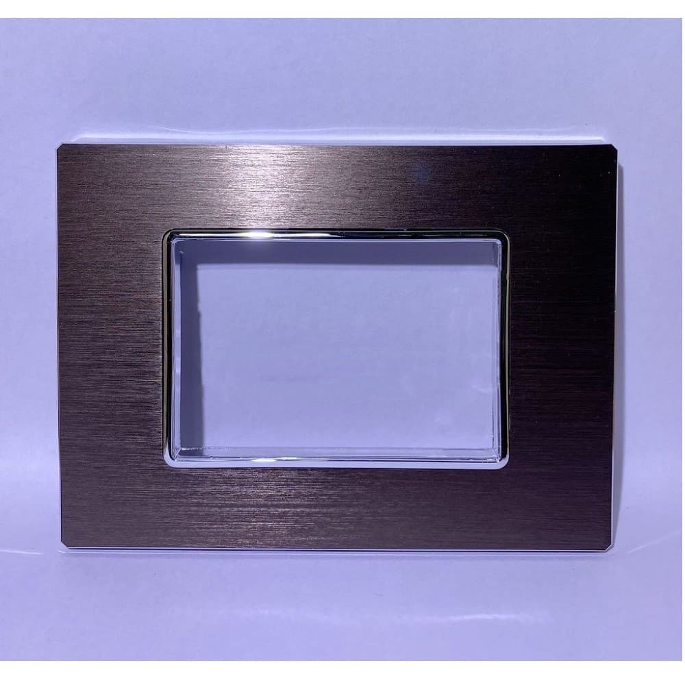 PLACCA LUXURY 3 4 6M METALLO BROWN MARRONE SATINATO COMPATIBILE BTICINO AXOLUTE - 5
