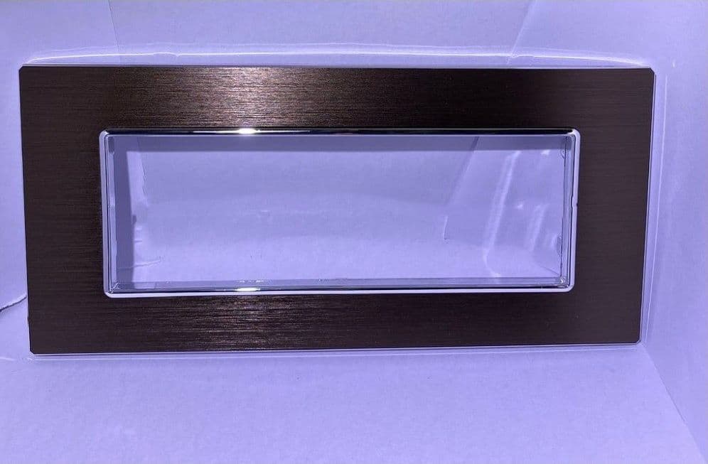 PLACCA LUXURY 3 4 6M METALLO BROWN MARRONE SATINATO COMPATIBILE BTICINO AXOLUTE - 2
