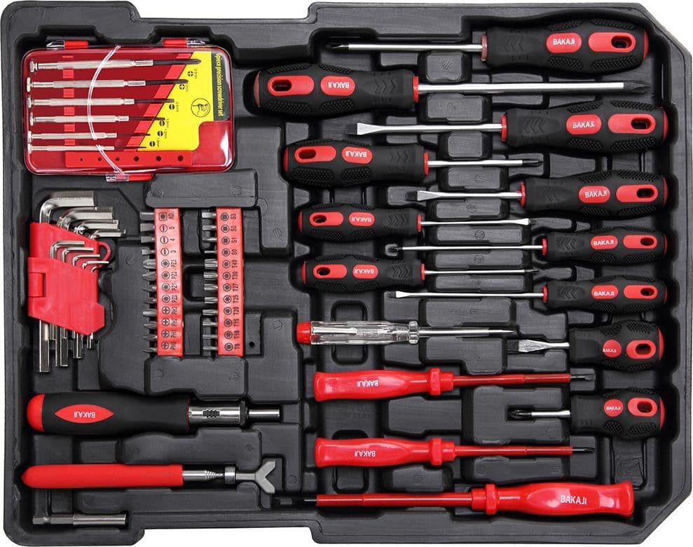 SET ATTREZZI 186PZ TROLLEY VALIGIA PORTATTREZZI CASSETTA PORTAUTENSILI LAVORO - 4